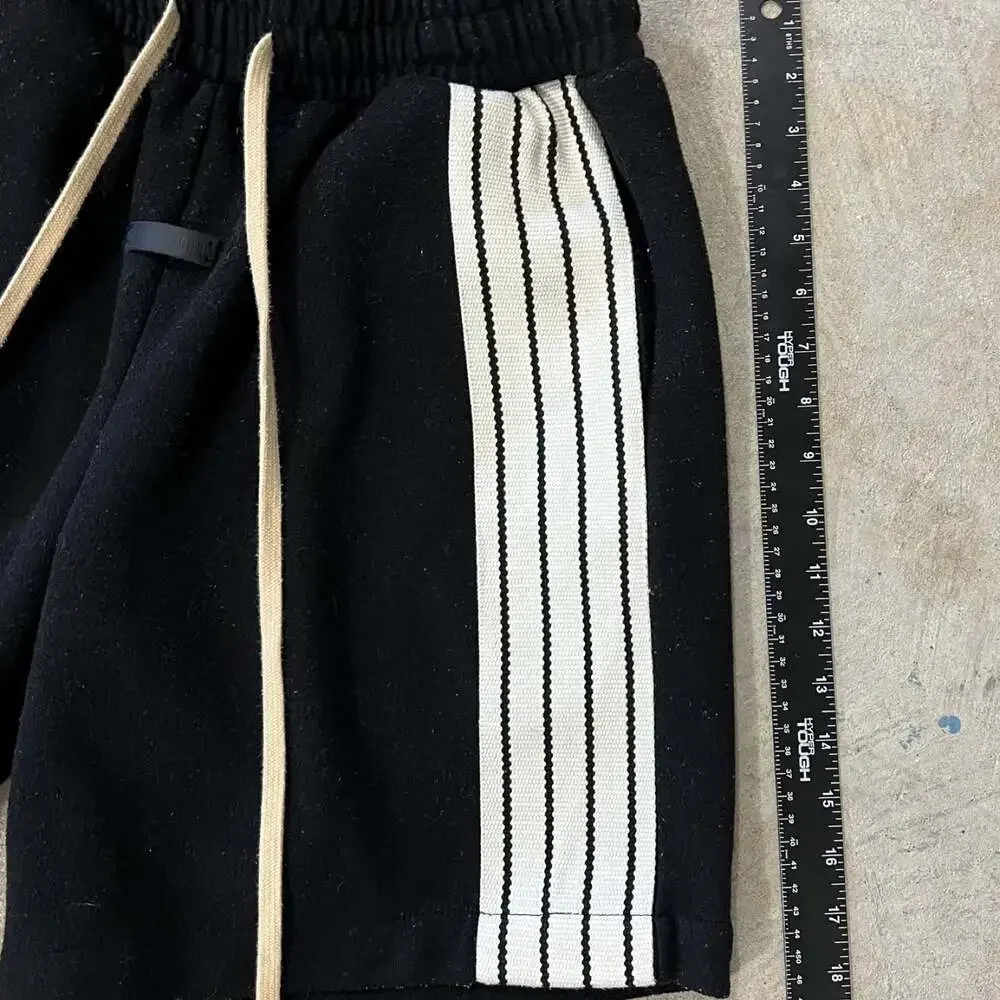 Fear of God Black Wool Track Shorts Side Stripe Drawstring Men’s Small